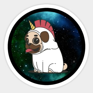 The Space-Pug in the Universe Sticker